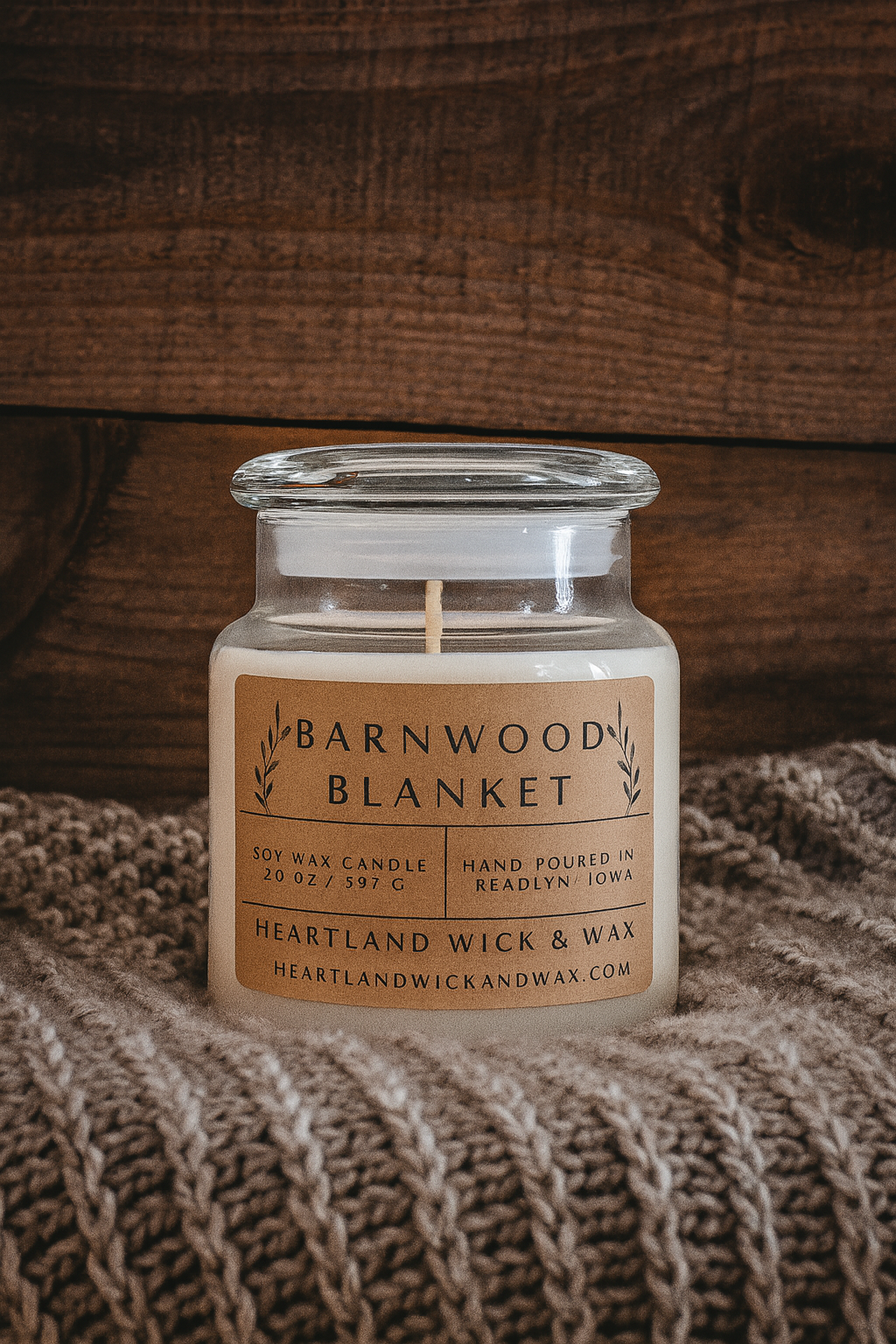Barnwood Blanket Candle